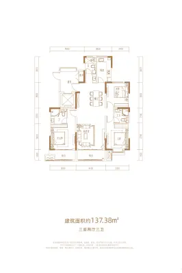 3室2厅3卫 137㎡