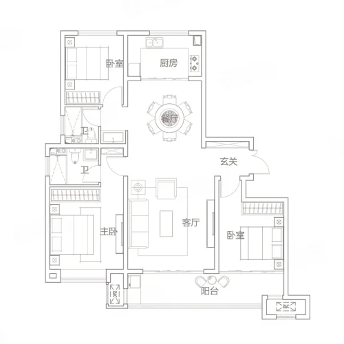 3室2厅2卫 125㎡