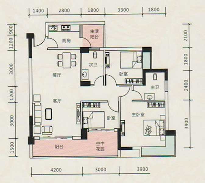 3室2厅2卫 113㎡