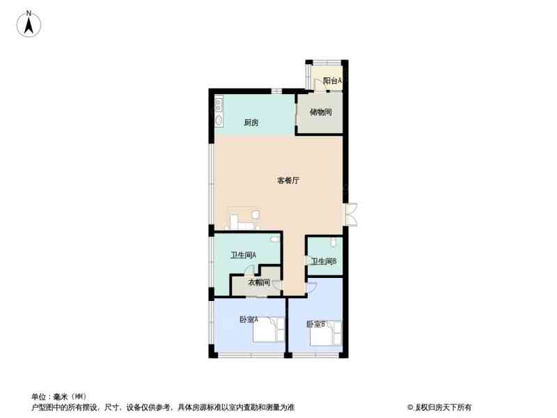 2室2厅2卫 164㎡